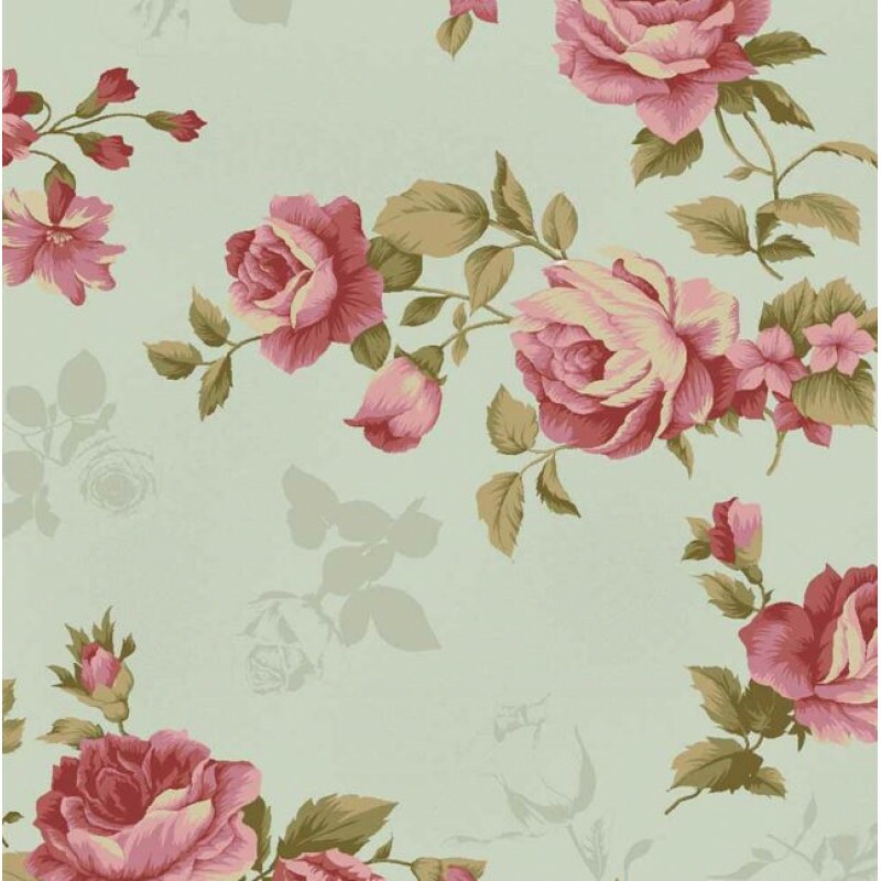 JL26-TRICOL.  LA VIE EN ROSE - MILLYTA VERGARA - ROSAS C/ TEXTURA - VERDE CLARO - 100% ALGODÃO A8833-001
