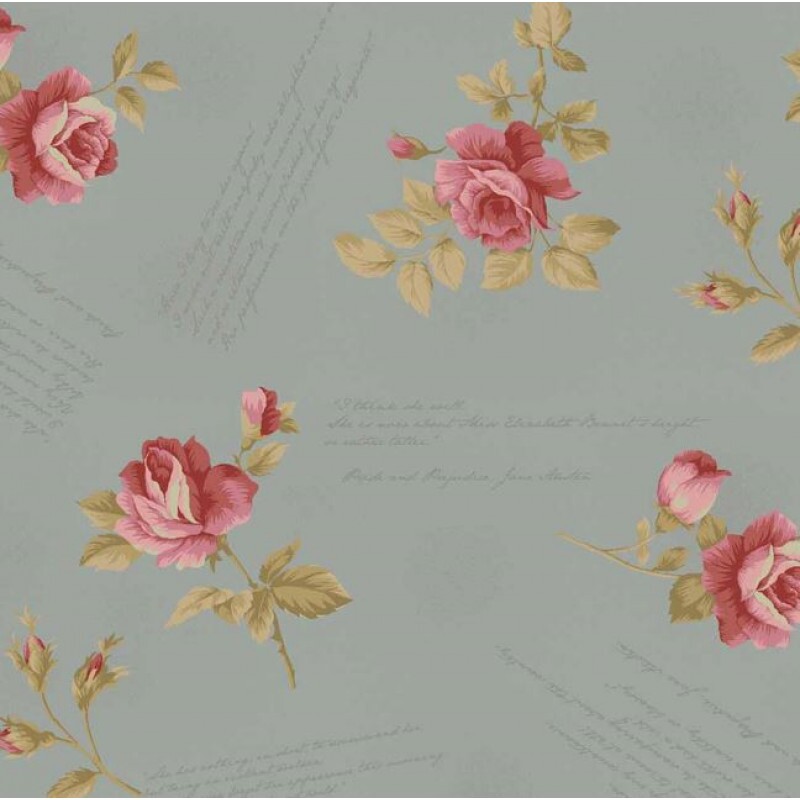 JL26-SARJA HIDROR. COLEÇÃO LA VIE EN ROSE POR MILLYTA VERGARA - ROSAS C/ESCRITAS - CINZA - 100% ALGODÃO A8841-001