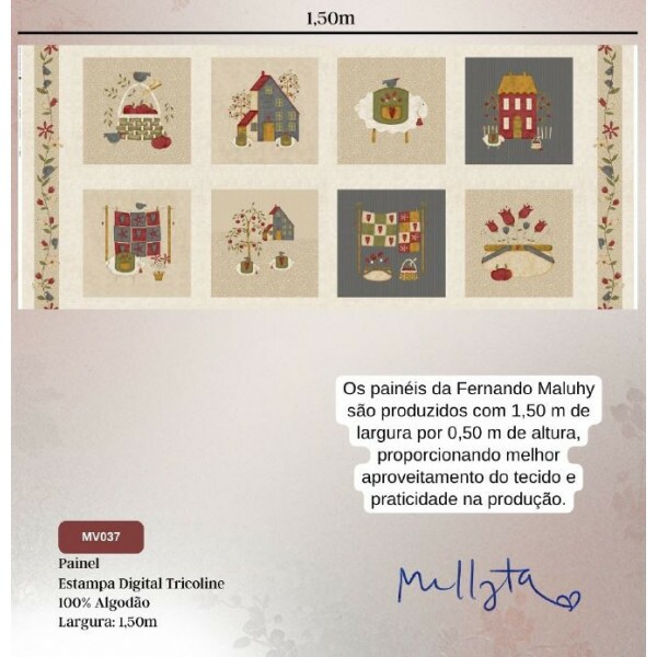 JL26-TRICOL. COLEÇÃO FARM SWEET FARM - MILLYTA VERGARA - PAINEL FAZENDA 1,48 x 0,64 - 100% ALGODÃO A8830-001