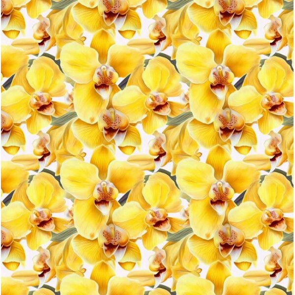 OT26 - TRICOL. COLEÇÃO ORCHIDS - ORQUIDEAS AMARELAS - 100% ALGODÃO A8852-001