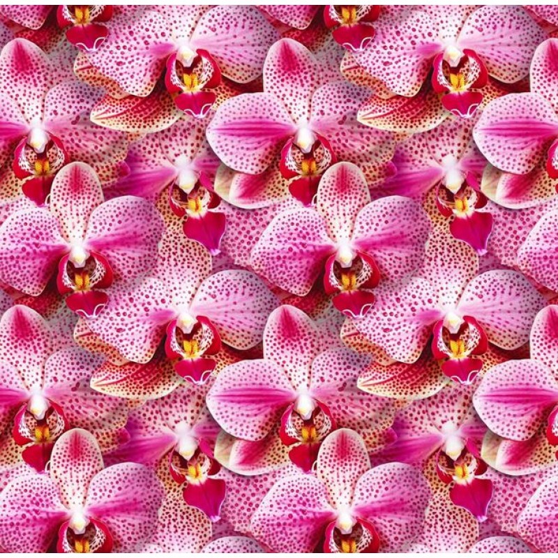 OT26 - TRICOL. COLEÇÃO ORCHIDS - ORQUIDEAS ROSAS - 100% ALGODÃO A8850-001