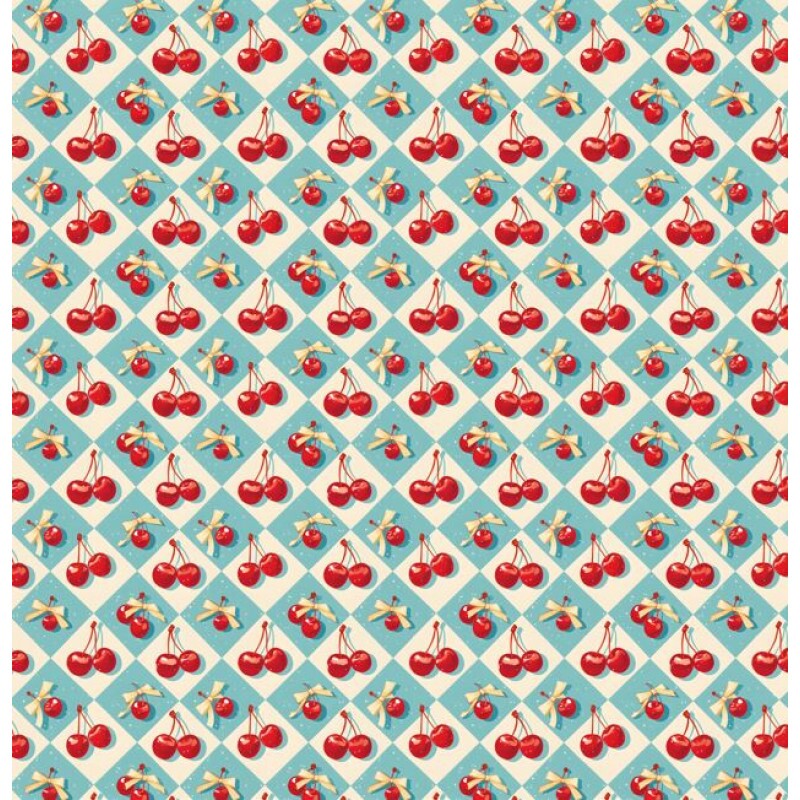 OT26 - TRICOL. COLEÇÃO CHERRY LACE - CEREJAS FUNDO QUADRADO - 100% ALGODÃO A8689-001