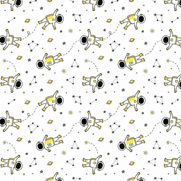 OT26 - TRICOL. COLEÇÃO ASTROS E ASTRONAUTAS - ASTRONAUTAS FUNDO BRANCO -100% ALGODÃO A9246-001