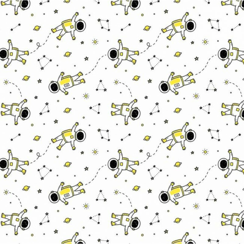 OT26 - TRICOL. COLEÇÃO ASTROS E ASTRONAUTAS - ASTRONAUTAS FUNDO BRANCO -100% ALGODÃO A9246-001