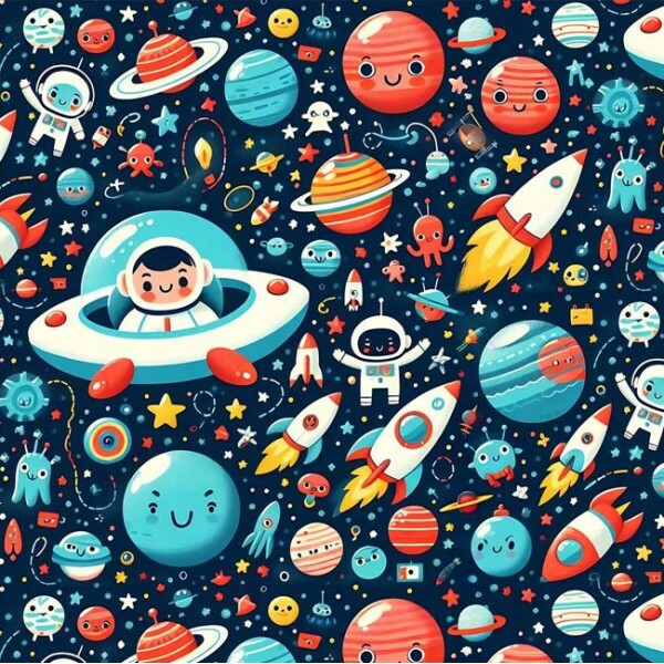 OT26 - TRICOL. COLEÇÃO ASTROS E ASTRONAUTAS - ESTAMPA MAIOR FUNDO MARINHO - 100% ALGODÃO A9244-001