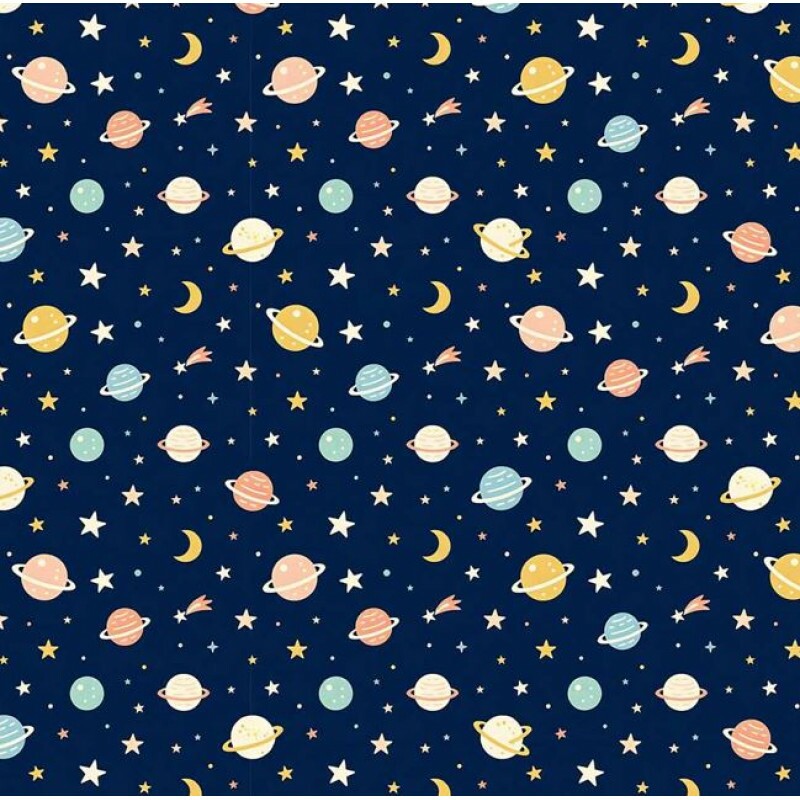 OT26 - TRICOL. COLEÇÃO ASTROS E ASTRONAUTAS - ESTAMPA MIUDA FD MARINHO - 100% ALGODÃO A9250-001