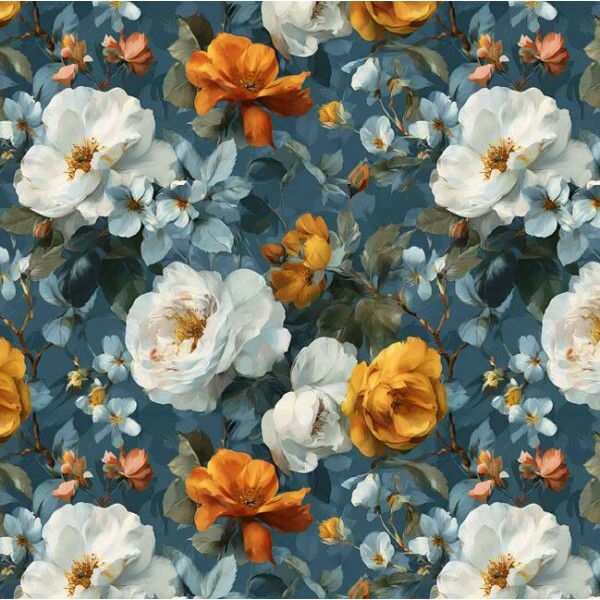 OT26 - TRICOL. COLEÇÃO BOTANICA DE OUTONO - FLORAL PINTURA GRANDE - 100% ALGODÃO A9812-001
