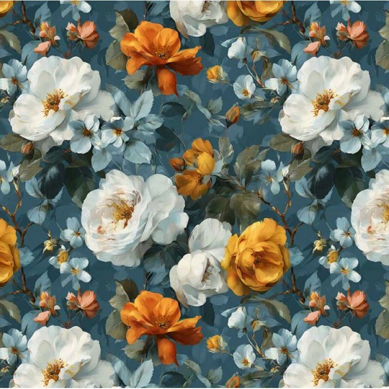 OT26 - TRICOL. COLEÇÃO BOTANICA DE OUTONO - FLORAL PINTURA GRANDE - 100% ALGODÃO A9812-001