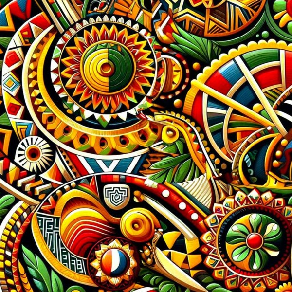 ST26 - TRICOL. COLEÇÃO AFRICA - GOEMETRICO ESPIRAL - 100% ALGODÃO A7953-001