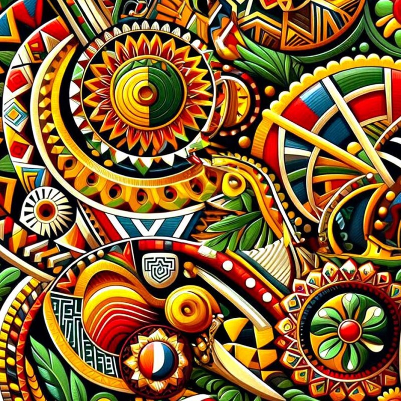 ST26 - TRICOL. COLEÇÃO AFRICA - GOEMETRICO ESPIRAL - 100% ALGODÃO A7953-001