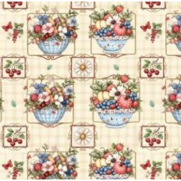 ST26 - TRICOL. COLEÇÃO BLUE KITCHEN - VASOS DE FLORES - 100% ALGODÃO A7658-001
