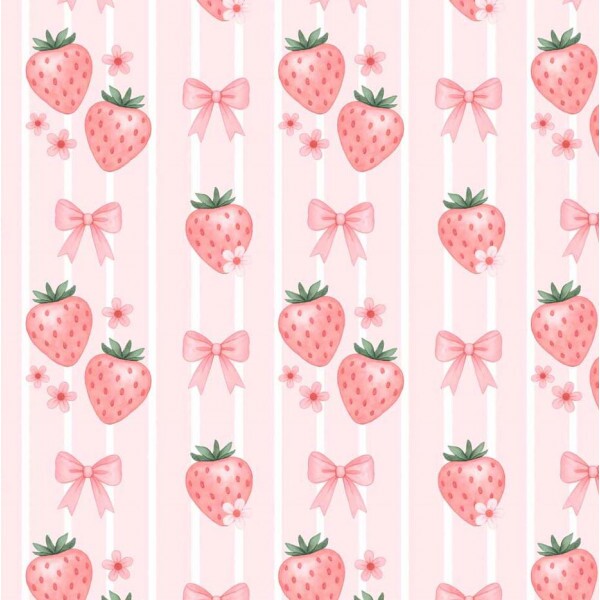 ST26 - TRICOL. COLEÇÃO BERRY TEDDY - MORANGOS E LAÇOS - 100% ALGODÃO A8846-001