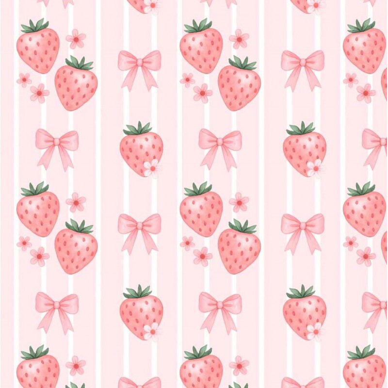 ST26 - TRICOL. COLEÇÃO BERRY TEDDY - MORANGOS E LAÇOS - 100% ALGODÃO A8846-001