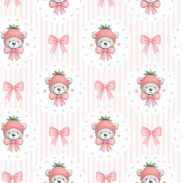 ST26 - TRICOL. COLEÇÃO BERRY TEDDY - URSOS E LAÇOS - 100% ALGODÃO A8845-001