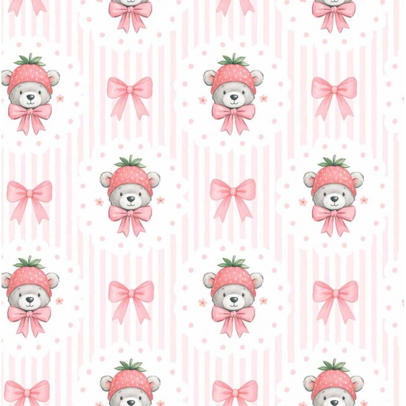 ST26 - TRICOL. COLEÇÃO BERRY TEDDY - URSOS E LAÇOS - 100% ALGODÃO A8845-001