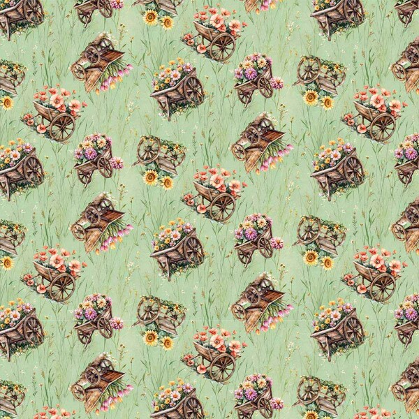 AB26 - TRICOL. COLEÇÃO ALMA CAMPESTRE - CARROÇA DE FLORES - 100% ALGODÃO - A2305-001