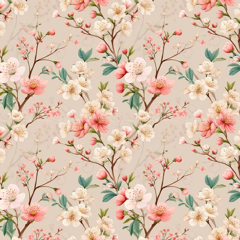 AB26 - TRICOL. COLEÇÃO BELLE JARDIN - FLORAL MAIOR COM GALHOS - 100% ALGODÃO - A2551-001