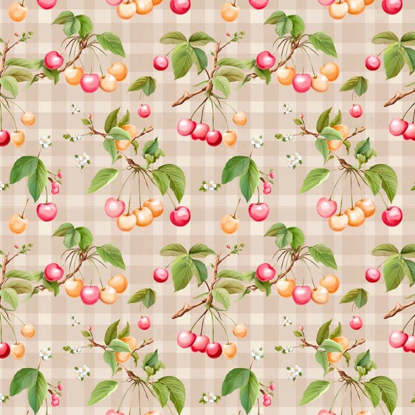 AB26 - TRICOL. COLEÇÃO BELLE JARDIN - CEREJAS - 100% ALGODÃO - A2550-001