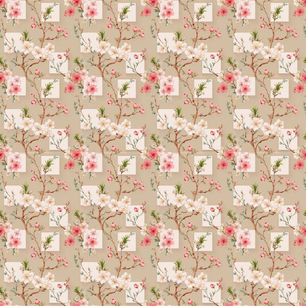 AB26 - TRICOL. COLEÇÃO BELLE JARDIN - FLORAL MENOR COM GALHOS - 100% ALGODÃO - A2553-001