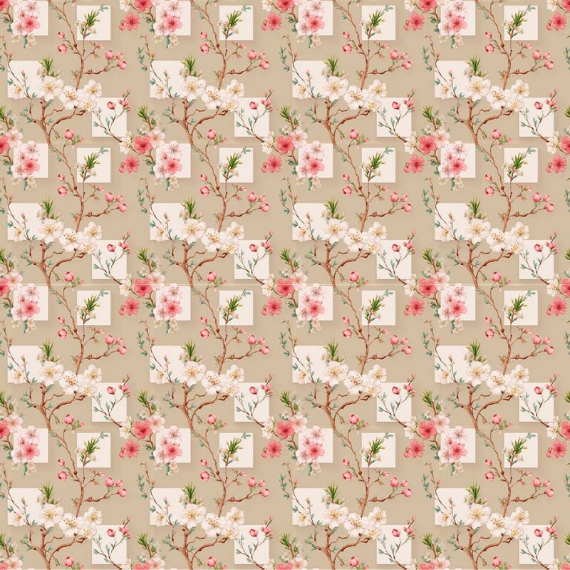 AB26 - TRICOL. COLEÇÃO BELLE JARDIN - FLORAL MENOR COM GALHOS - 100% ALGODÃO - A2553-001