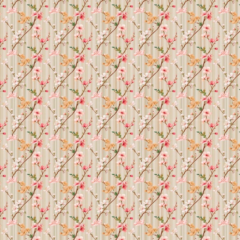 AB26 - TRICOL. COLEÇÃO BELLE JARDIN - FLORAL FUNDO LISTRADO - 100% ALGODÃO - A2552-001