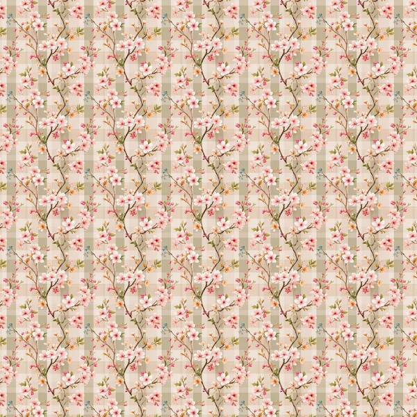AB26 - TRICOL. COLEÇÃO BELLE JARDIN - FLORAL FUNDO XADREZ - 100% ALGODÃO - A2556-001