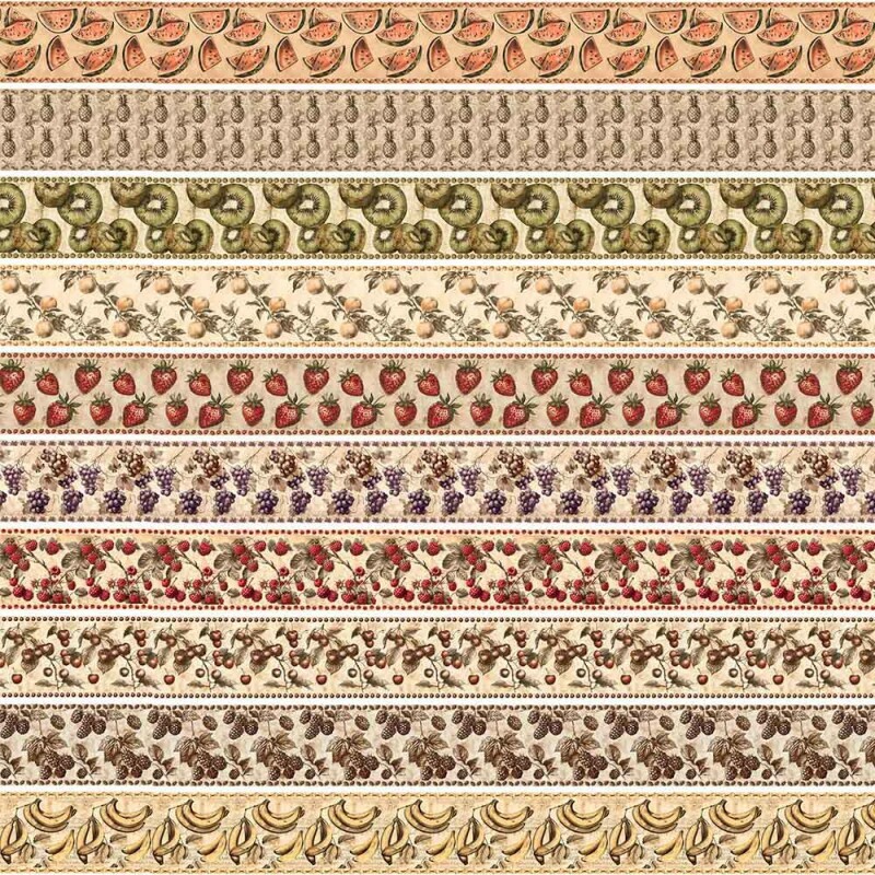 AB26 - TRICOL. COLEÇÃO VINTAGE FRUITS - BARRADO - 100% ALGODÃO - A2648-001