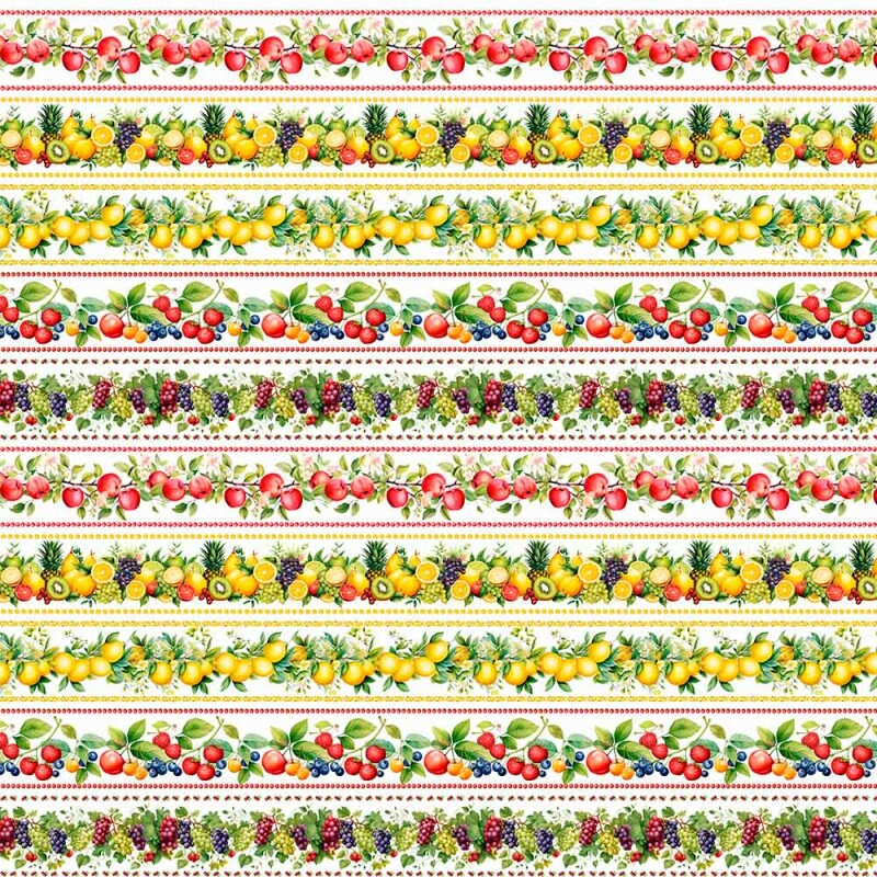 AB26 - TRICOL. COLEÇÃO BARRADOS - BARRADO FRUTAS FUNDO BRANCO - 100% ALGODÃO - A2746-001