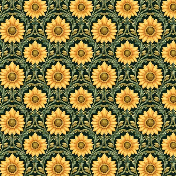 AB26 - TRICOL. COLEÇÃO CAMPO DOURADO - GIRASSOL GRANDE ARABESCO - 100% ALGODÃO - A2652-001