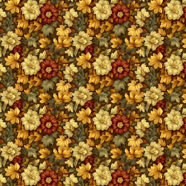 AB26 - TRICOL. COLEÇÃO GOLDEN GROVE - FLORAL MÉDIO CHEIO - 100% ALGODÃO - A2764-001