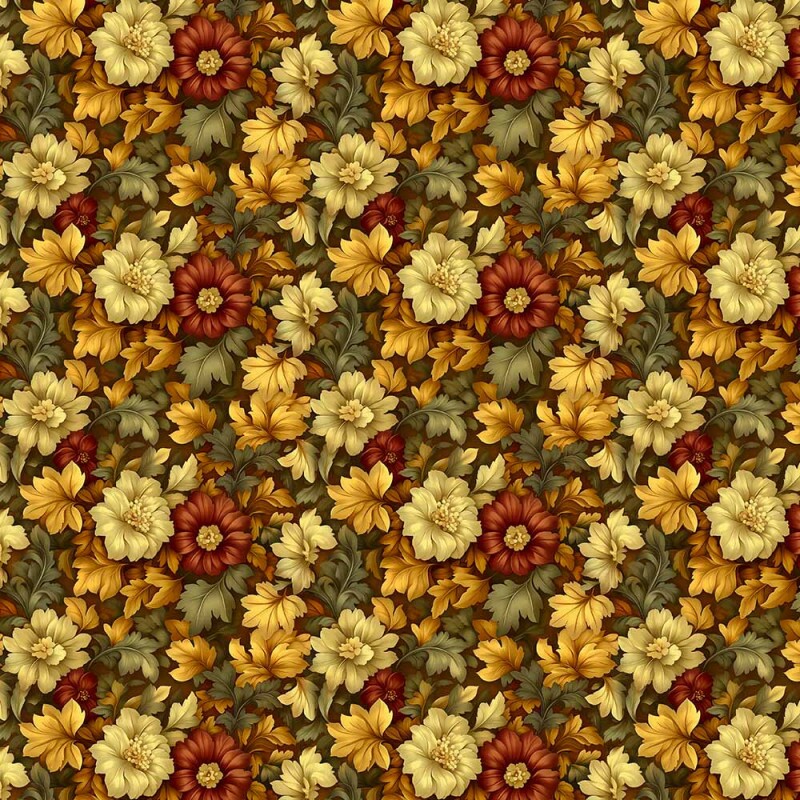 AB26 - TRICOL. COLEÇÃO GOLDEN GROVE - FLORAL MÉDIO CHEIO - 100% ALGODÃO - A2764-001