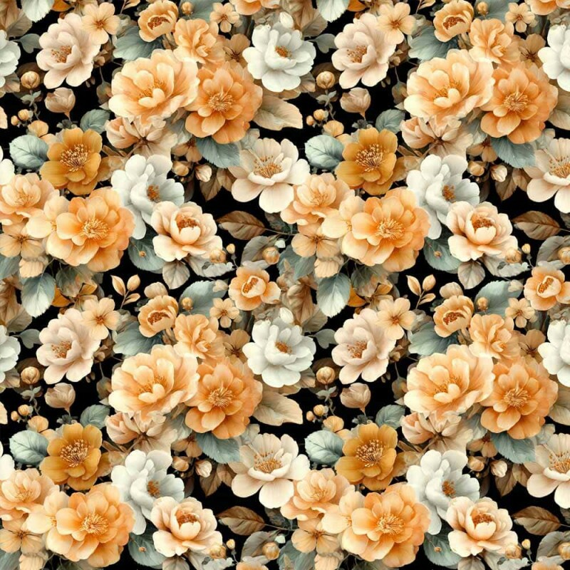 JL26 - TRICOL. COLEÇÃO  CMC AMAZING ORANGE - FLORAL MIÚDO - 100% ALGODÃO A6205-001