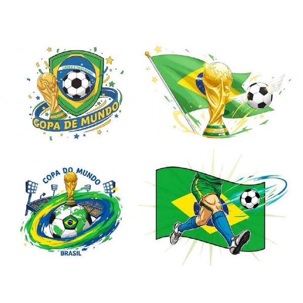 TRANSFER TEXTIL PASSE E CRIE - COPA 9 - KIT COM 5 FOLHAS