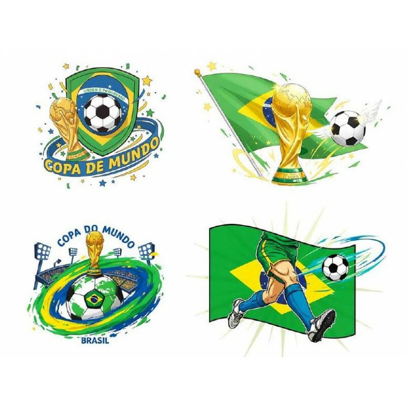 TRANSFER TEXTIL PASSE E CRIE - COPA 9 - KIT COM 5 FOLHAS