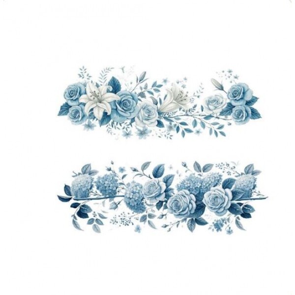 TRANSFER TEXTIL PASSE E CRIE - FLORAL AZUL
