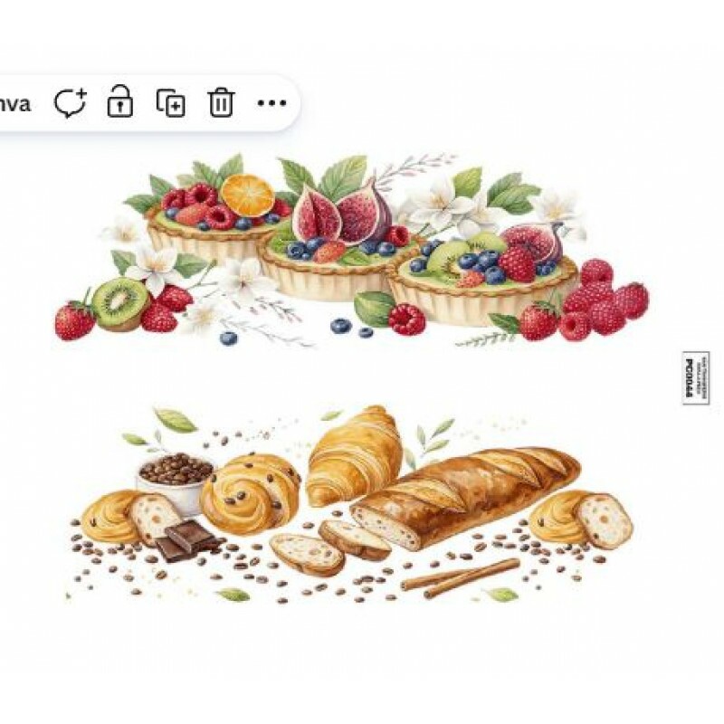 TRANSFER TEXTIL PASSE E CRIE - TORTA E PÃES