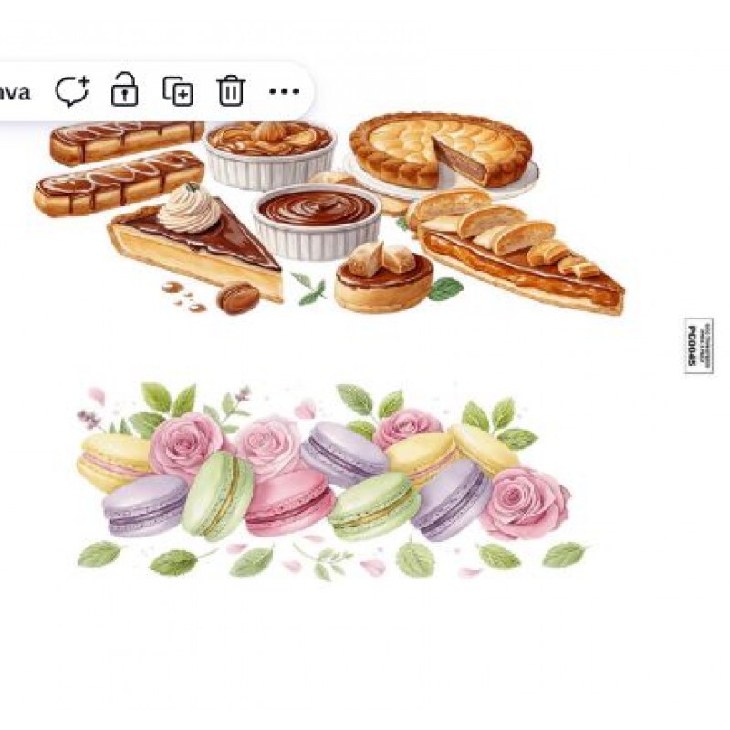 TRANSFER TEXTIL PASSE E CRIE - TORTA E MACARON