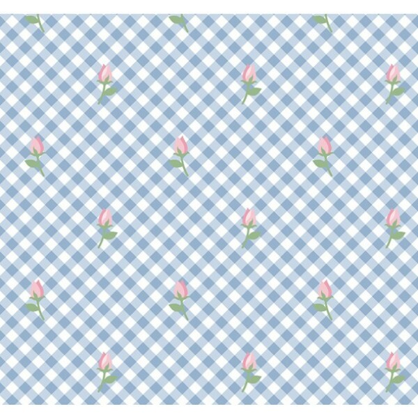 COL/ DIGITAL -  ENTRE LAÇOS E FITAS - XADREZ AZUL C/ ROSAS - ( 80097 VAR,01 ) - ( E9756 )