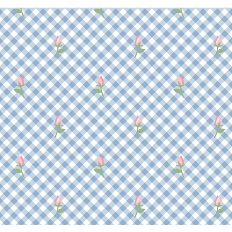 COL/ DIGITAL -  ENTRE LAÇOS E FITAS - XADREZ AZUL C/ ROSAS - ( 80097 VAR,01 ) - ( E9756 )