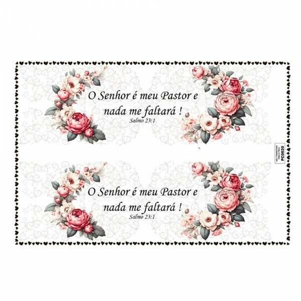 TRANSFER TEXTIL PASSE E CRIE - O SENHOR É O MEU PASTOR E NADA ME FALTARÁ