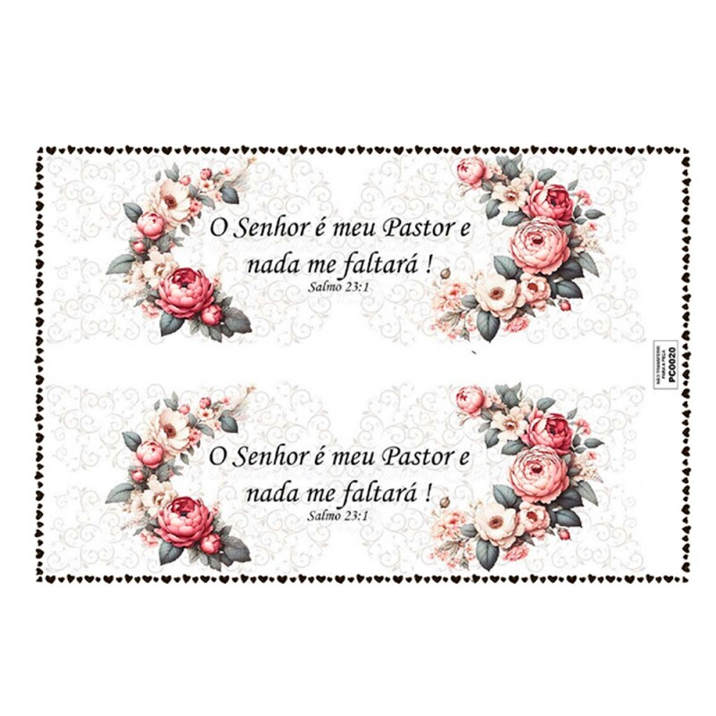 TRANSFER TEXTIL PASSE E CRIE - O SENHOR É O MEU PASTOR E NADA ME FALTARÁ