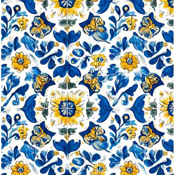 NV25 - TRICOL. COLEÇÃO AZULEJOS - AZULEJO ARABESCO - 100% ALGODÃO 04731-001