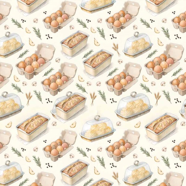 AG26 - TRICOL. COLEÇÃO COZY KITCHEN - OVOS E MANTEIGA - 100% ALGODÃO A6378-001