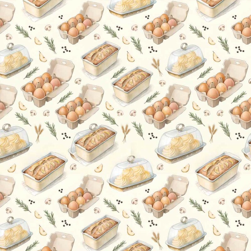 AG26 - TRICOL. COLEÇÃO COZY KITCHEN - OVOS E MANTEIGA - 100% ALGODÃO A6378-001