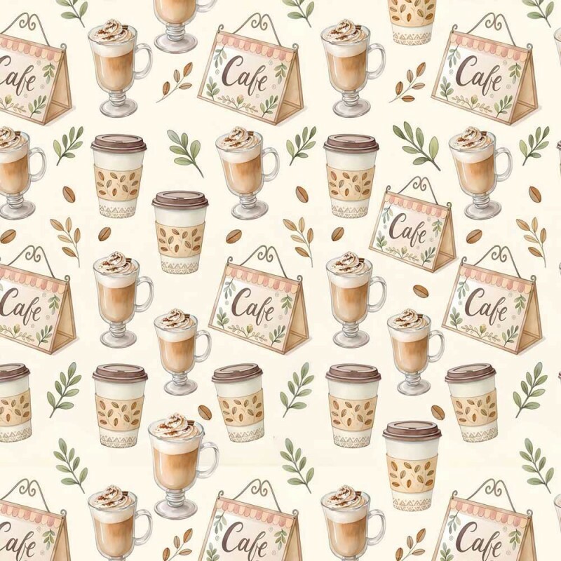 AG26 - TRICOL. COLEÇÃO COZY KITCHEN - COPO E TAÇA DE CAFE - 100% ALGODÃO A6376-001