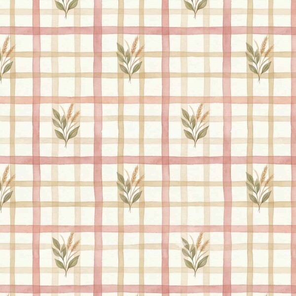 AG26 - TRICOL. COLEÇÃO COZY KITCHEN - XADREZ COM FLOR - 100% ALGODÃO A6382-001