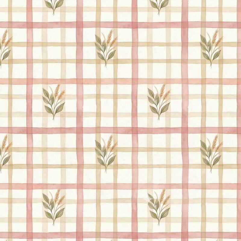 AG26 - TRICOL. COLEÇÃO COZY KITCHEN - XADREZ COM FLOR - 100% ALGODÃO A6382-001