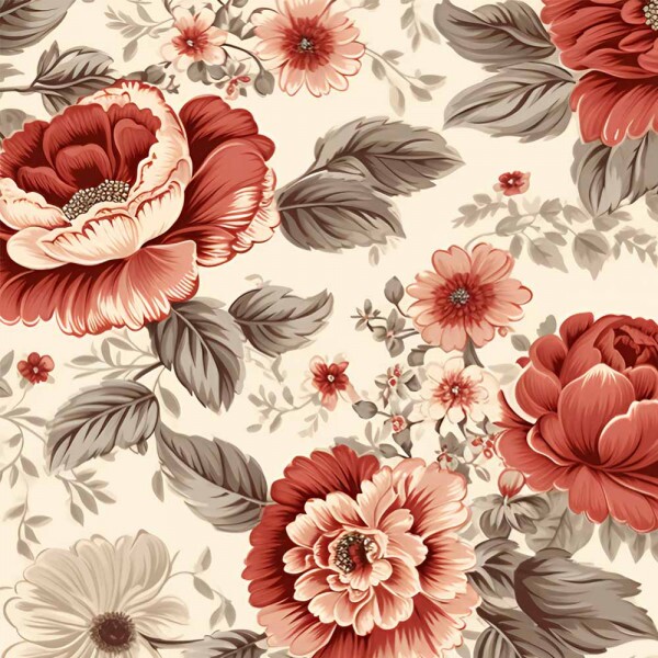 AG26 - SARJA HIDRORREPELENTE COLEÇÃO FLORAL BRICK  - ROSAS GRANDE - 100% ALGODÃO A4935-001