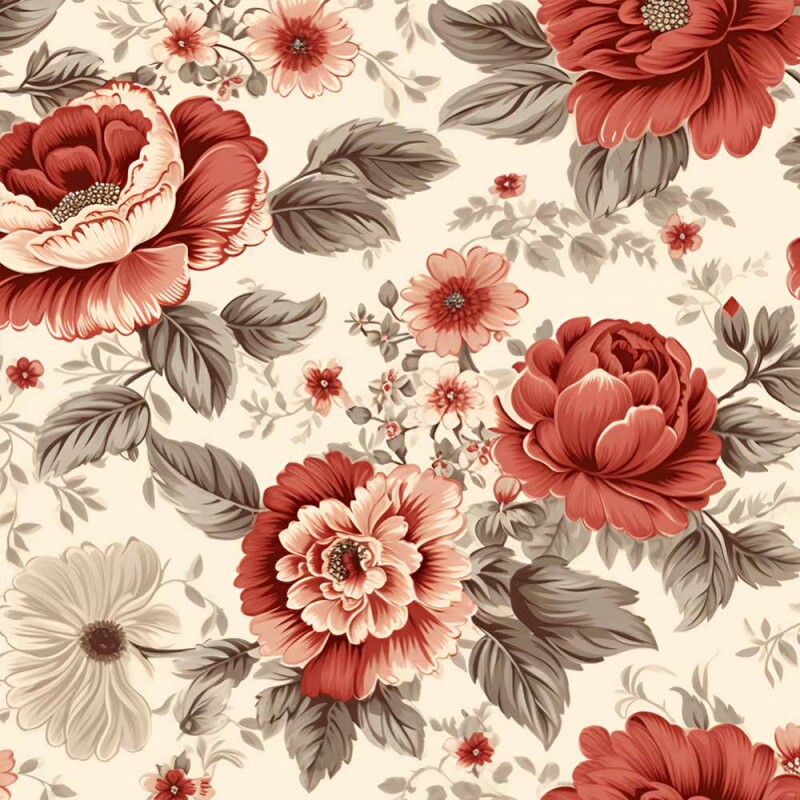 AG26 - TRICOL. COLEÇÃO FLORAL BRICK - FLORAL GRANDE - 100% ALGODÃO A4934-001