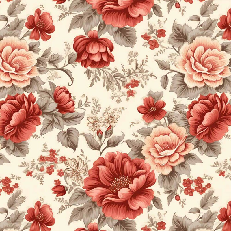 AG26 - TRICOL. COLEÇÃO FLORAL BRICK - FLORAL MÉDIO - 100% ALGODÃO A4933-001